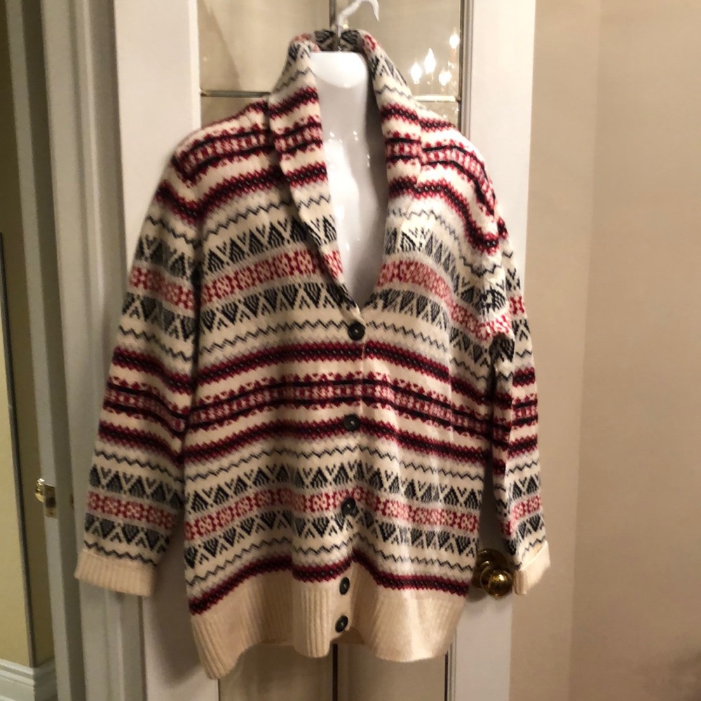 Cozy Multicolor Patterned Wool-Blend Cardigan